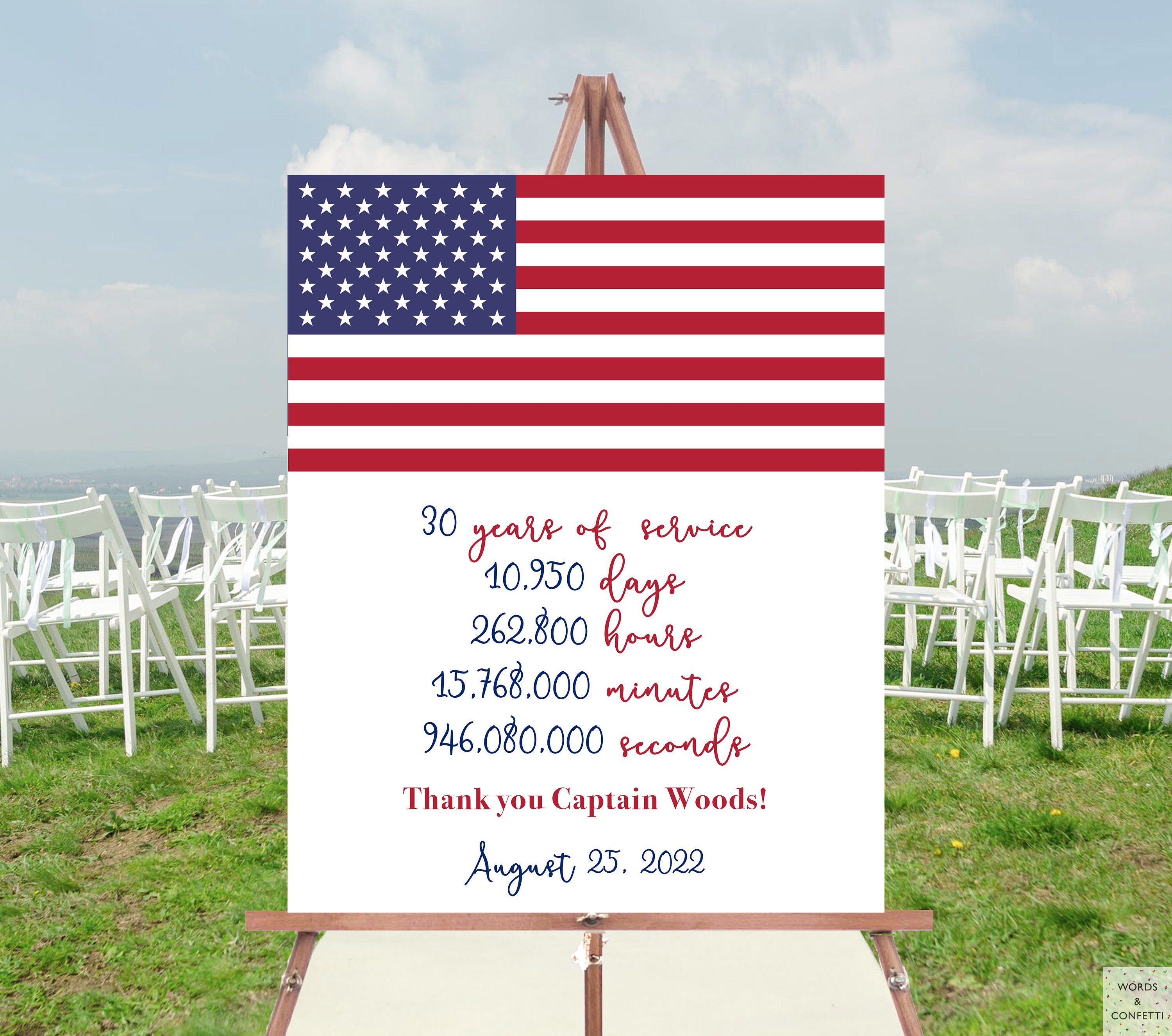 Military Retirement Ceremony Invitation, American Flag Invite