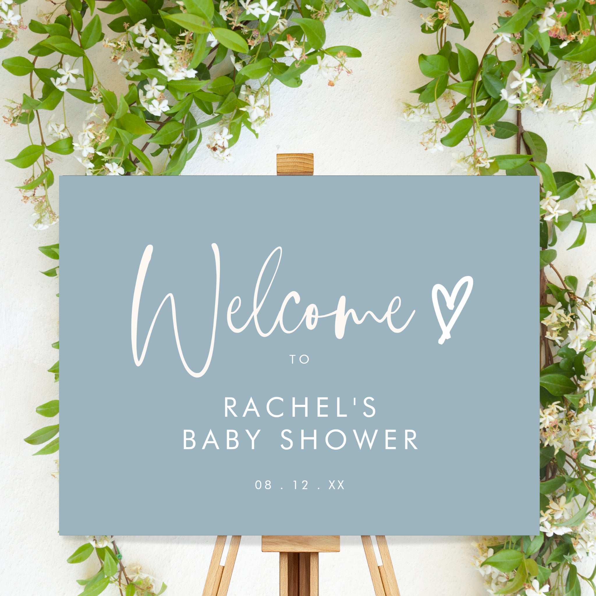 Silver And White Baby Shower Welcome Sign